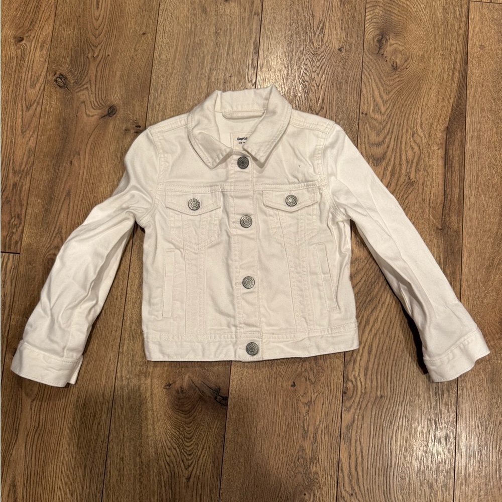GAP Kids White Denim Jacket with Silver Buttons